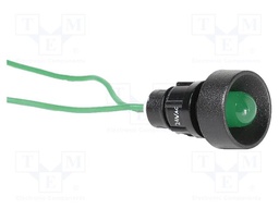 Indicator: LED; recessed; green; 24VAC; Ø10mm; IP20; cables; 330mm