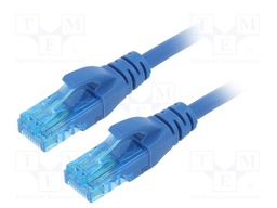 Patch cord; U/UTP; 5e; stranded; CCA; PVC; blue; 0.25m; 26AWG