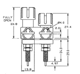 Socket; 4mm banana; 30A; nickel plated; on panel,screw; double