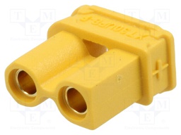Socket; DC supply; XT30; female; PIN: 2; on PCBs; THT; Colour: yellow