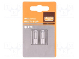 Screwdriver bit; Torx®; TX15; Overall len: 25mm; 2pcs; Torsion