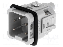 Connector: HDC; male; HTS HA; PIN: 5; 4+PE; size 1; 10A; 250V
