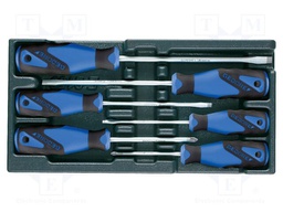 Kit: screwdrivers; in a foam tray; Pozidriv®,slot; tool trolley