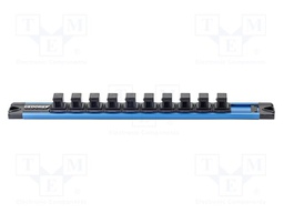 Magnetic rail; 340x29x30mm; socket bits; Sockets: 10; 1/2"