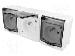 Connector: AC supply; socket; Layout: 2P+PE; white; 250VAC; 16A