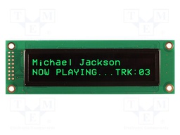 Display: OLED; 20x2; Dim: 116x37x9.8mm; 2x8; -40÷80°C; Illumin: none