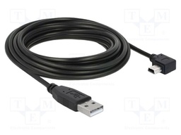 Cable; USB 2.0; USB A plug,USB B mini plug 90° left/right; 5m