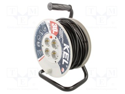 Extension lead; reel; Sockets: 4; PVC; black; 3x1,5mm2; 30m; 16A