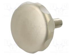 Knob; Ø: 60mm; M12; 25mm; H: 64mm; stainless steel; with stud bolt