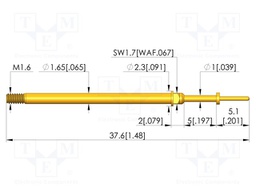 Test needle; Spring compression: 4mm; 5mm; 8A; CuBe; gold-plated