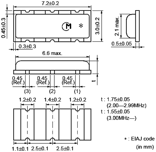 Resonator: ceramic; 5MHz; SMD; 7.2x3x1.55mm; Tol: ±0.5%; -40÷125°C