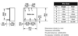 Converter: DC/DC; 10W; Uin: 9÷36V; 3.3VDC; Iout: 3000mA; 1"x1"; 16.5g