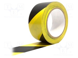 Tape: warning; yellow-black; L: 33m; W: 50mm; self-adhesive