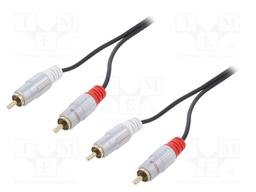 Cable; RCA plug x2,both sides; 3m; Plating: gold-plated; black