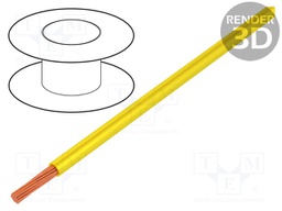 Wire; TLY; stranded; Cu; 0.35mm2; yellow; PVC; 150V; 500m; Class: 5