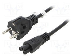 Cable; CEE 7/7 (E/F) plug,IEC C5 female; PVC; 1m; black; 2.5A