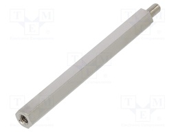 Screwed spacer sleeve; Int.thread: M4; 70mm; Ext.thread: M4; brass