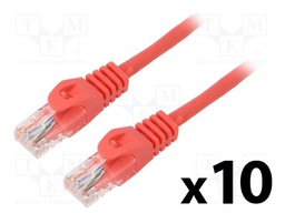 Patch cord; U/UTP; 6; stranded; CCA; PVC; red; 1.5m; 26AWG; Cores: 8