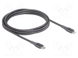 Cable; USB 2.0; Apple Lightning plug,USB C plug; 2m; grey; Cu