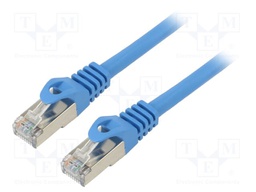 Patch cord; F/UTP; 6; stranded; CCA; PVC; blue; 1m; 26AWG; Cores: 8
