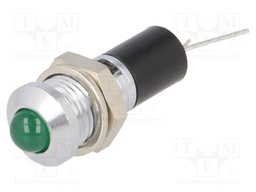 Indicator: LED; prominent; 24VDC; Cutout: Ø8mm; for PCB; brass