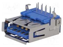 Socket; USB A; on PCBs; THT; angled 90°; USB 3.0; gold-plated