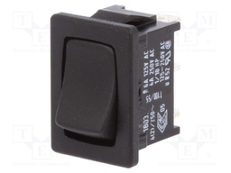 ROCKER; SPDT; Pos: 2; OFF-(ON); 4A/250VAC; black; IP40; none; 100mΩ