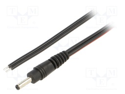 Cable; wires,DC 1,3/3,5 plug; straight; 0.75mm2; black; 1.5m