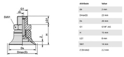 Component: suction cup; Man.series: PFYN; Mounting: G1/8-AG; 5.6g