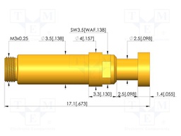 Test needle; Spring compression: 2mm; 2.5mm; 50A; CuBe; Ø: 4mm; flat