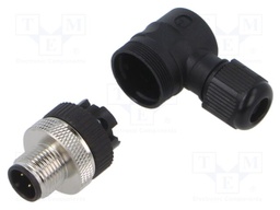Connector: M12; plug; male; angled; PIN: 4; 0.75mm2; 125V; 4A; 3÷6.5mm