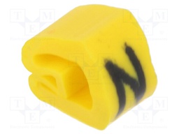 Markers for cables and wires; Label symbol: N; 2÷5mm; PVC; yellow