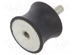 Vibration damper; M8; Ø: 40mm; rubber; L: 30mm; Thread len: 23mm