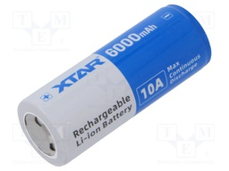 Re-battery: Li-Ion; 26650; 3.6V; 6000mAh; Ø26.5x69.3mm; 10A