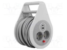 Mains; 3x1mm2; Schuko; Sockets: 4; PVC; white; 10m; 10A