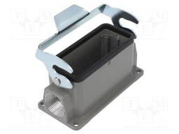 Enclosure: for HDC connectors; size D16B; with latch; angled
