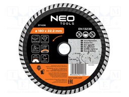 Cutting diamond wheel; Ø: 180mm; turbo; Holder: assembly hole