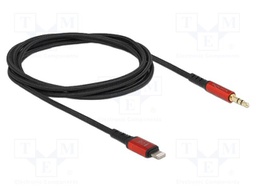 Cable; Apple Lightning plug,Jack 3.5mm 3pin plug; 1.5m; black