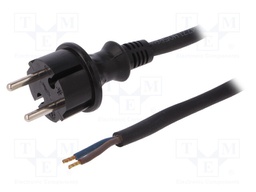 Cable; CEE 7/17 (C) plug,wires; 4.5m; black; rubber; 2x2,5mm2; 16A