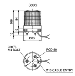 Signaller: lighting; flashing light; blue; Series: S80; 24VDC; IP44