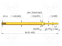 Test needle; Spring compression: 4mm; 5mm; 8A; CuBe; gold-plated