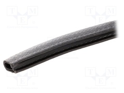 Hole and edge shield; PVC; L: 10m; black; H: 14.5mm; W: 10mm