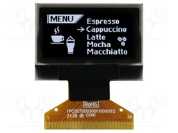 Display: OLED; graphical; 0.96"; 128x64; Dim: 26.7x19.26x1.26mm