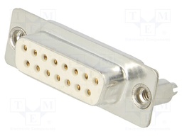 D-Sub; PIN: 15; socket; female; on PCBs,PCB snap; straight; THT