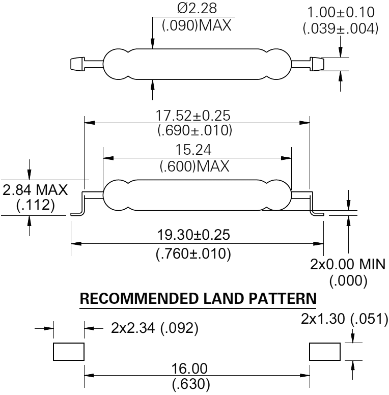 Reed switch; Range: 12÷18AT; Pswitch: 10W; Ø2.28x15.24mm; 500mA