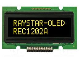 Display: OLED; alphanumeric; 12x2; Dim: 55.7x32x11mm; yellow