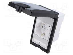 F-type socket (Schuko); 250VAC; 16A; IP65; Indication: LED