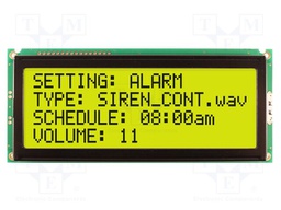 Display: LCD; STN Positive; 20x4; grey; 146x62.5mm; LED; 1x16; 5V