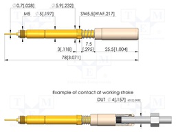 Test needle; Spring compression: 4mm; 5.5mm; 40A; CuBe; Ø: 6.9mm