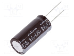 Capacitor: electrolytic; THT; 68uF; 420VDC; Ø16x35.5mm; ±20%; 5000h